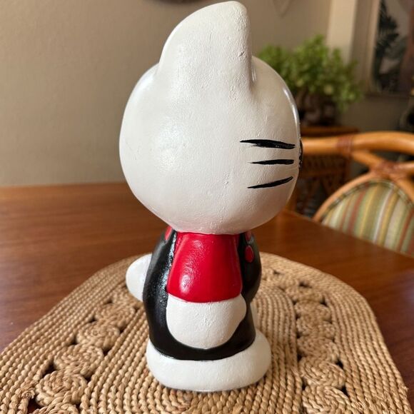 Hello Kitty Doll with Apple Ceramic Hand Painted Bank Black Red and White - Picture 5 of 14